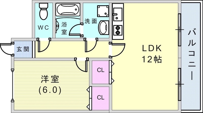 １LDK（４３．２平米）システムキッチン・独立洗面台・収納