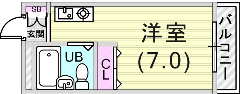 ワンルーム（１８．９５平米）エアコン・TV付きインターフォン