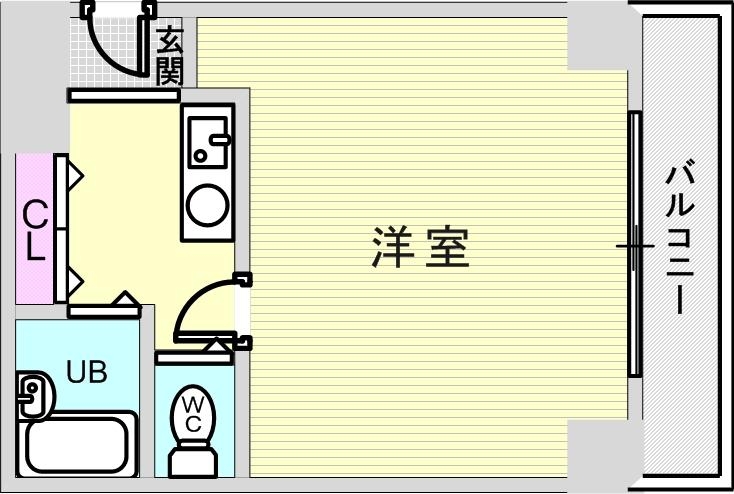 1K(21.4平米)エアコン・クローゼット・フローリング