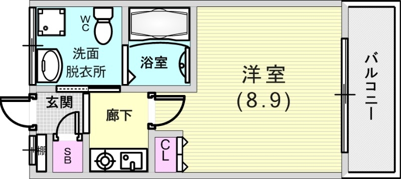 1K（28.15平米）ミニキッチン・収納・下駄箱