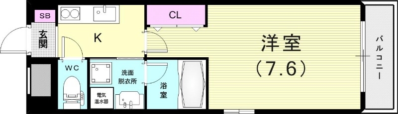 １Ｋ（２６．０４平米）2口ＩＨコンロ・シャワー付き洗面化粧台