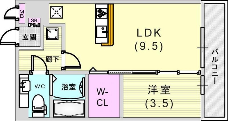 1LDK(33.39平米)浴室乾燥機・システムキッチン・収納
