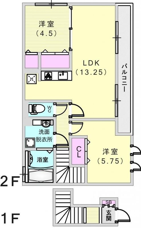 2LDK（６２.５７平米）追い焚き・3口ガスコンロ・グリル