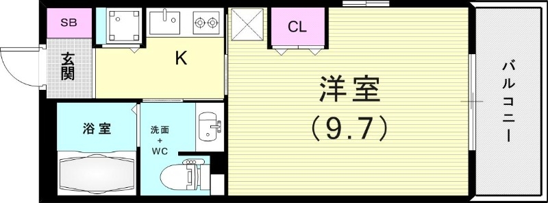 1K（２９.８７平米）2口ガスコンロ・アメリカンセパレート
