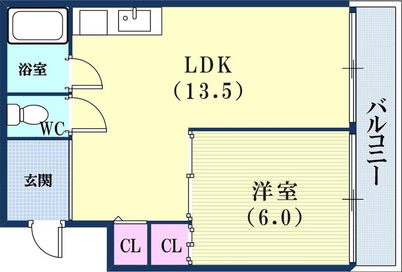 1LDK（40.0平米）ペット飼育可・お風呂トイレ別・収納