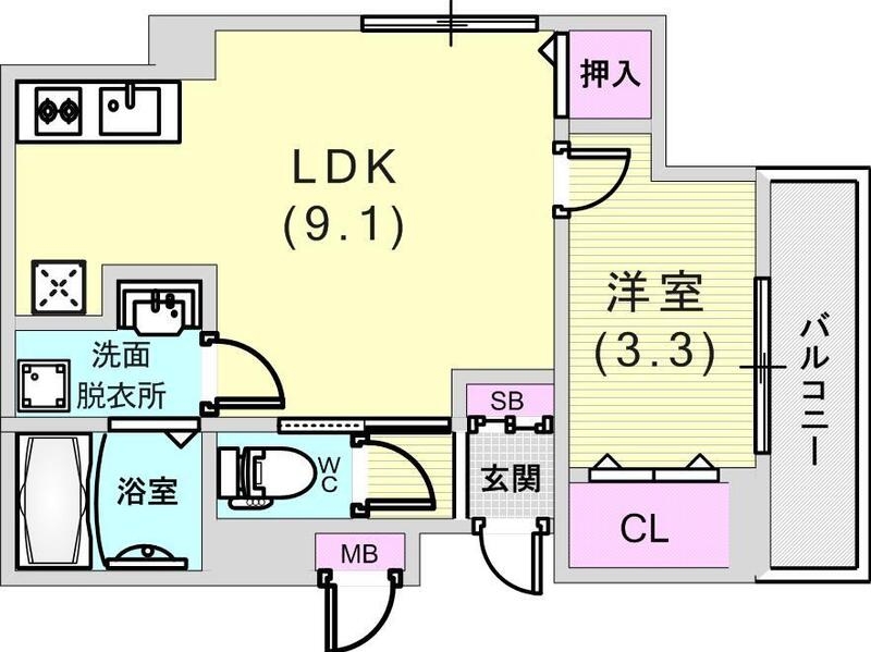 1LDK（32.16平米）エアコン・セパレート・ネット無料