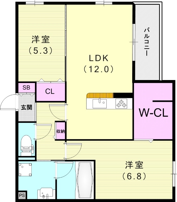 2LDK（60.28平米）浴室乾燥機・モニターフォン