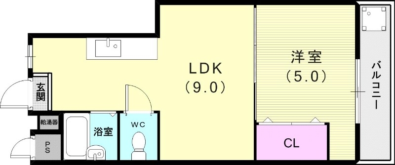1LDK（28.8平米）エアコン・システムキッチン・収納