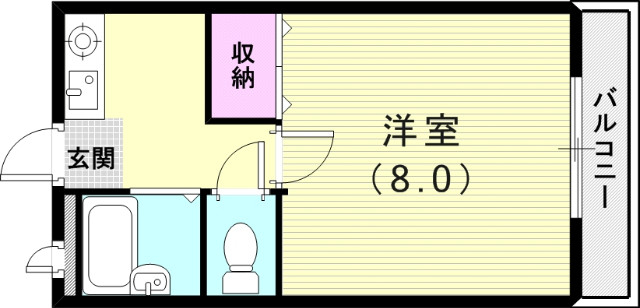 1K(23.77平米)エアコン・室内洗濯機置場・収納・下駄箱