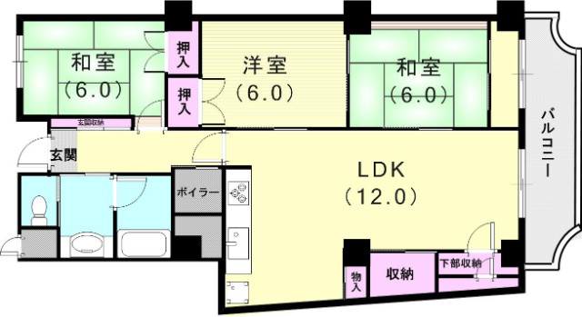 3LDK(91.75平米)三面鏡独立洗面台