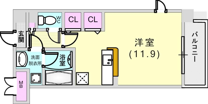 ワンルーム（29.86平米）カウンターキッチン・室内洗濯機
