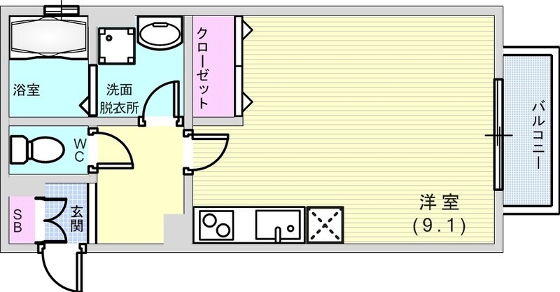 ワンルーム（26.82平米）お風呂トイレ別・システムキッチン