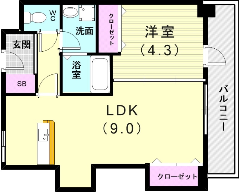 人気の広々1LDK
