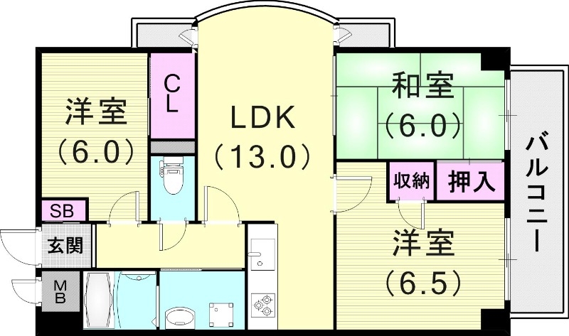 3DK(70.51平米)システムキッチン・追炊き・下駄箱