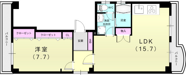 1LDK（54.96平米）システムキッチン・独立洗面台・収納