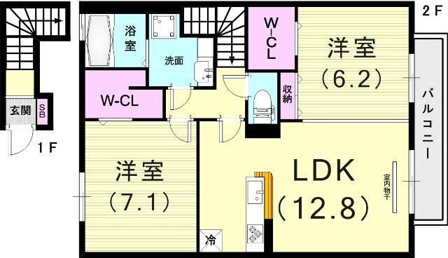２ＬＤＫ（６７.１６平米）システムキッチン・ＴＶモニターホン