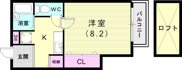 1K（24.28平米）エアコン・ガスコンロ・洗濯機置場・収納