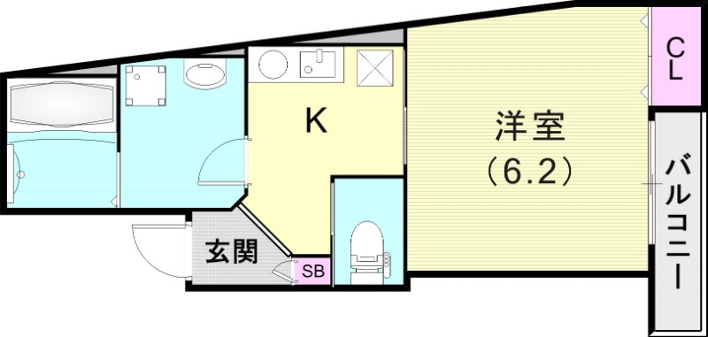1K(24.34平米)浴室乾燥機・2口コンロ・エアコン