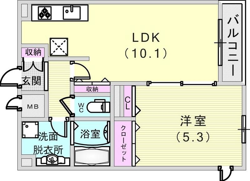 1LDK（40.96平米）システムキッチン・追い焚き・セコム