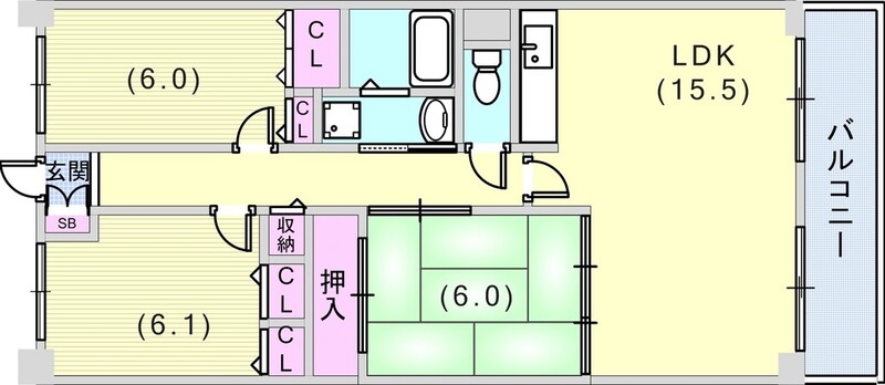 3LDK（75平米）室内洗濯機置き場・オートロック