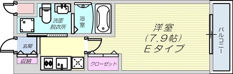1K（26平米）エアコン・2口ガスコンロ・独立洗面台