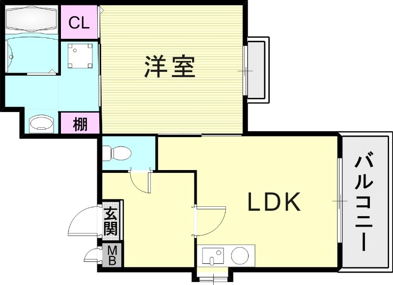 1LDK（40.7平米）エアコン・オートロック・室内洗濯機