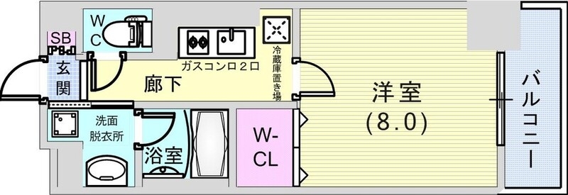 1K(28.37平米）浴室乾燥機・室内洗濯機置場