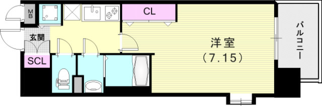 1K（24.34平米）システムキッチン・独立洗面台・浴室乾燥