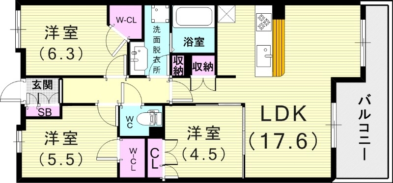 3LDK（74.56平米）浴室乾燥機・エアコン・照明