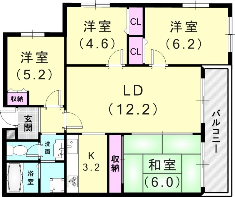 4LDK(81.19平米)独立洗面台・押入・3口ガスコンロ