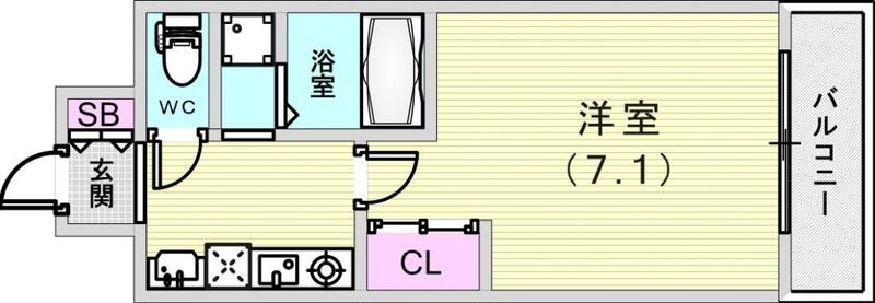 1K(23.32平米)ＡＬ・独立洗面台・ウォシュレット