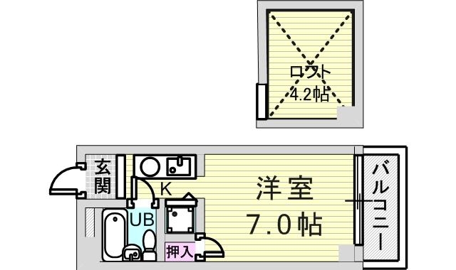 1K（20.44平米）ロフト・IHコンロ・室内洗濯機置場