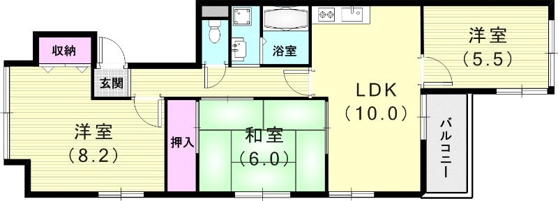 3ＬＤＫ（65.97平米）モニター付きインターフォン・下駄箱