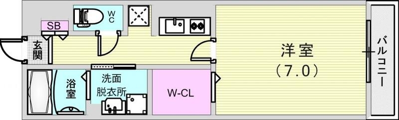 1K（29.06平米）独立洗面台・ネット無料・オートロック