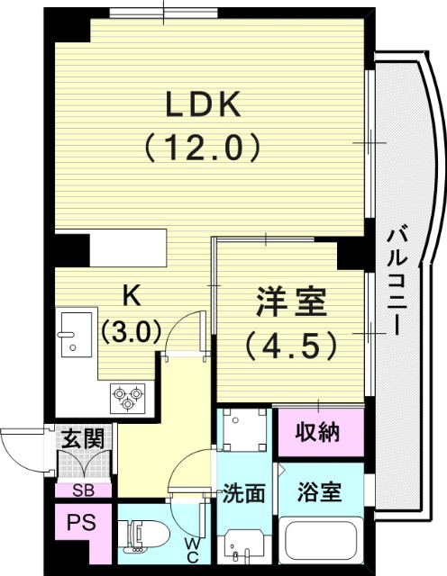 １ＬＤＫ（48.60平米）システムキッチン・洗髪洗面化粧台