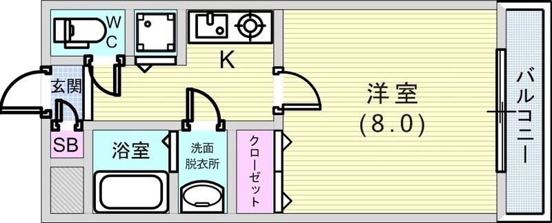 1K（30平米）室内洗濯機置場・独立洗面台・エアコン