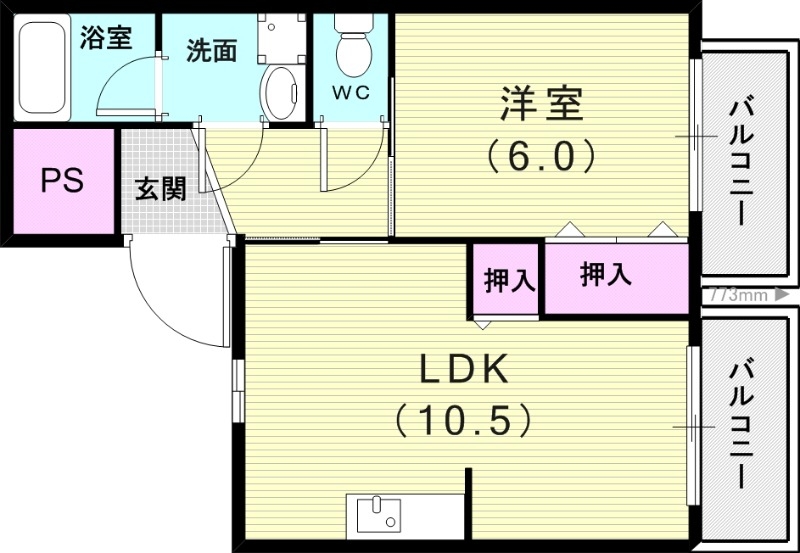 1LDK（37.82平米）独立洗面台・