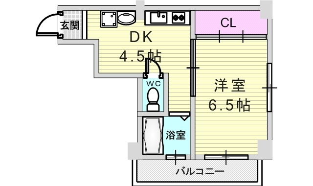 1DK（31.0平米）システムキッチン・室内洗濯機置場・収納