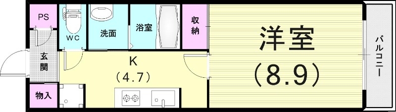 1K（32平米）2口コンロ・独立洗面台・浴室乾燥機・エアコン