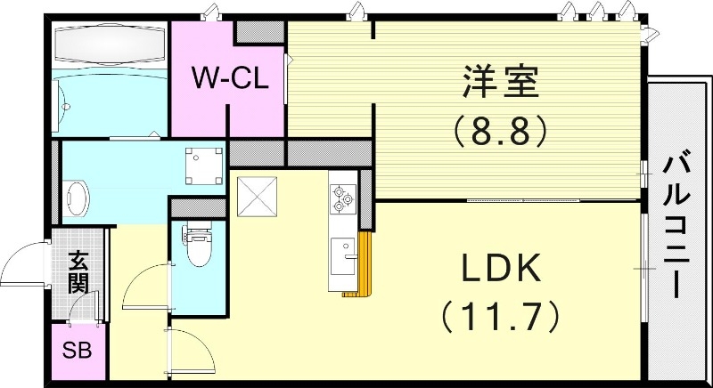 1LDK（50.26平米）カウンターキッチン・追い焚き・収納