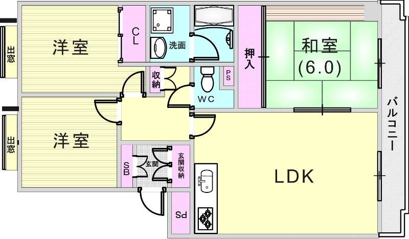 3LDK(69.04平米)温水洗浄便座・オートロック・収納