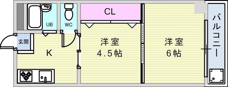 ２K（３１．１５平米）システムキッチン・室外洗濯機置き場