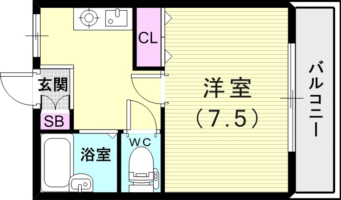 1K（31平米）シューズボックス・エアコン