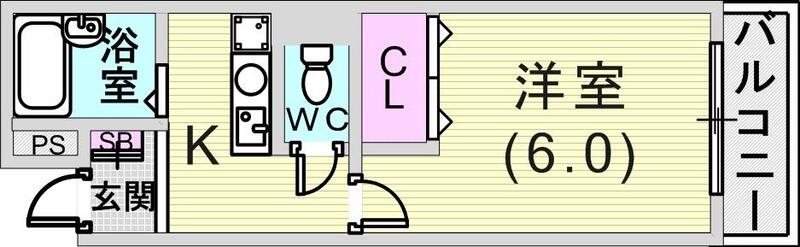 １Ｋ（２２．１８平米）室内洗濯機置場・エアコン・下駄箱・収納