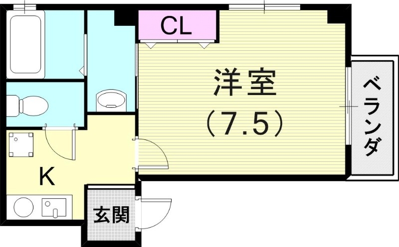 1K（24.18平米）独立洗面台・室内洗濯機置き場・エアコン