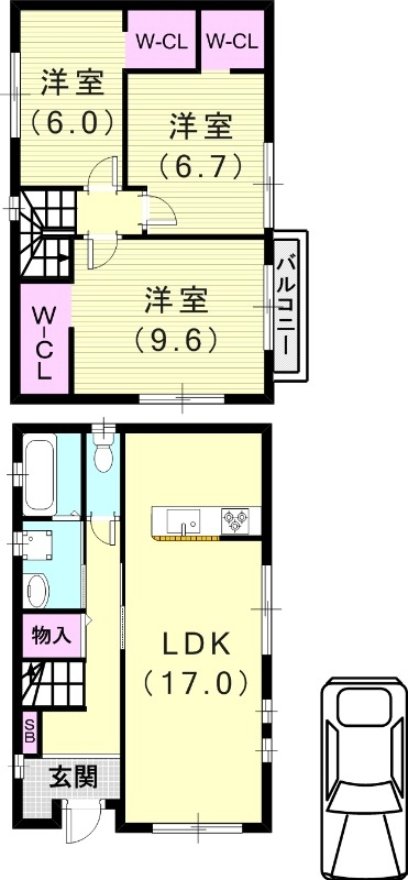 3LDK(97.71平米）システムキッチン・防犯カメラ