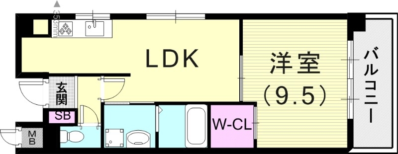 1LDK(45平米)3点セパレート・浴室乾燥機・下駄箱
