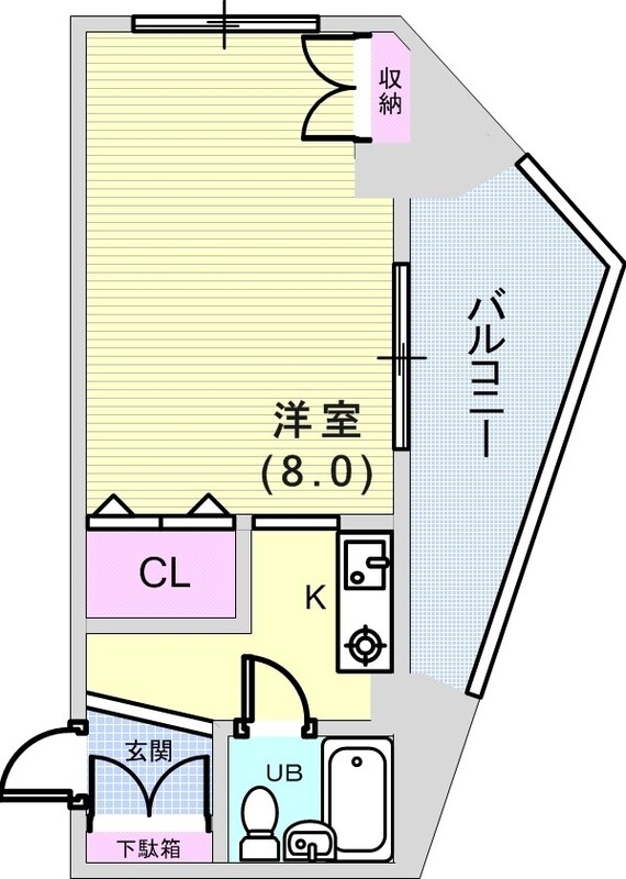 1R（２５.６７平米）ガスコンロ・収納・角部屋・ユニットバス