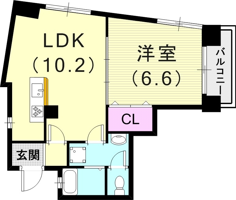 1LDK（35平米）独立洗面台・システムキッチン・収納