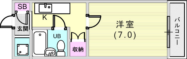 1K（22平米）バルコニー・収納・室内洗濯機置場・エアコン